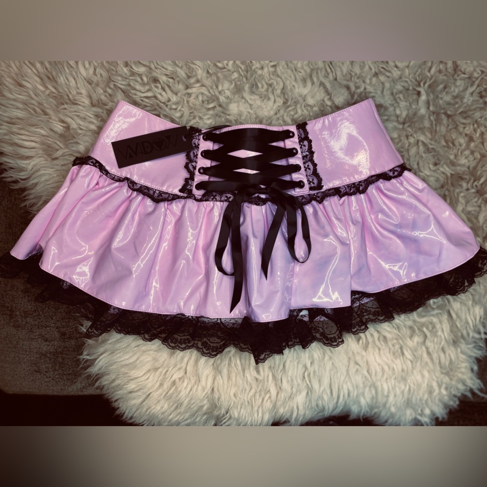 Dolls Kill Pink and Black Mini Skirt